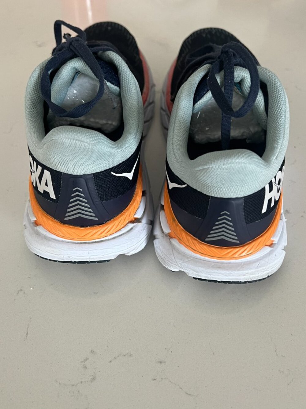 HOKA One One Clifton 7 Wide Women's US 8 D Navy Blue Orange Running Walking Shoe - Picture 4 of 10